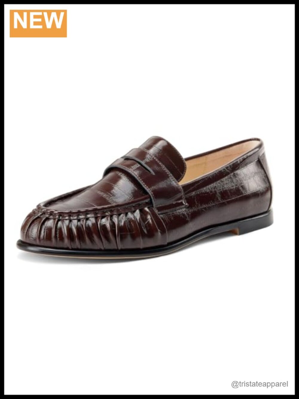 Faux Leather Ruched Toe Penny Loafers Slip-On Dress Flats